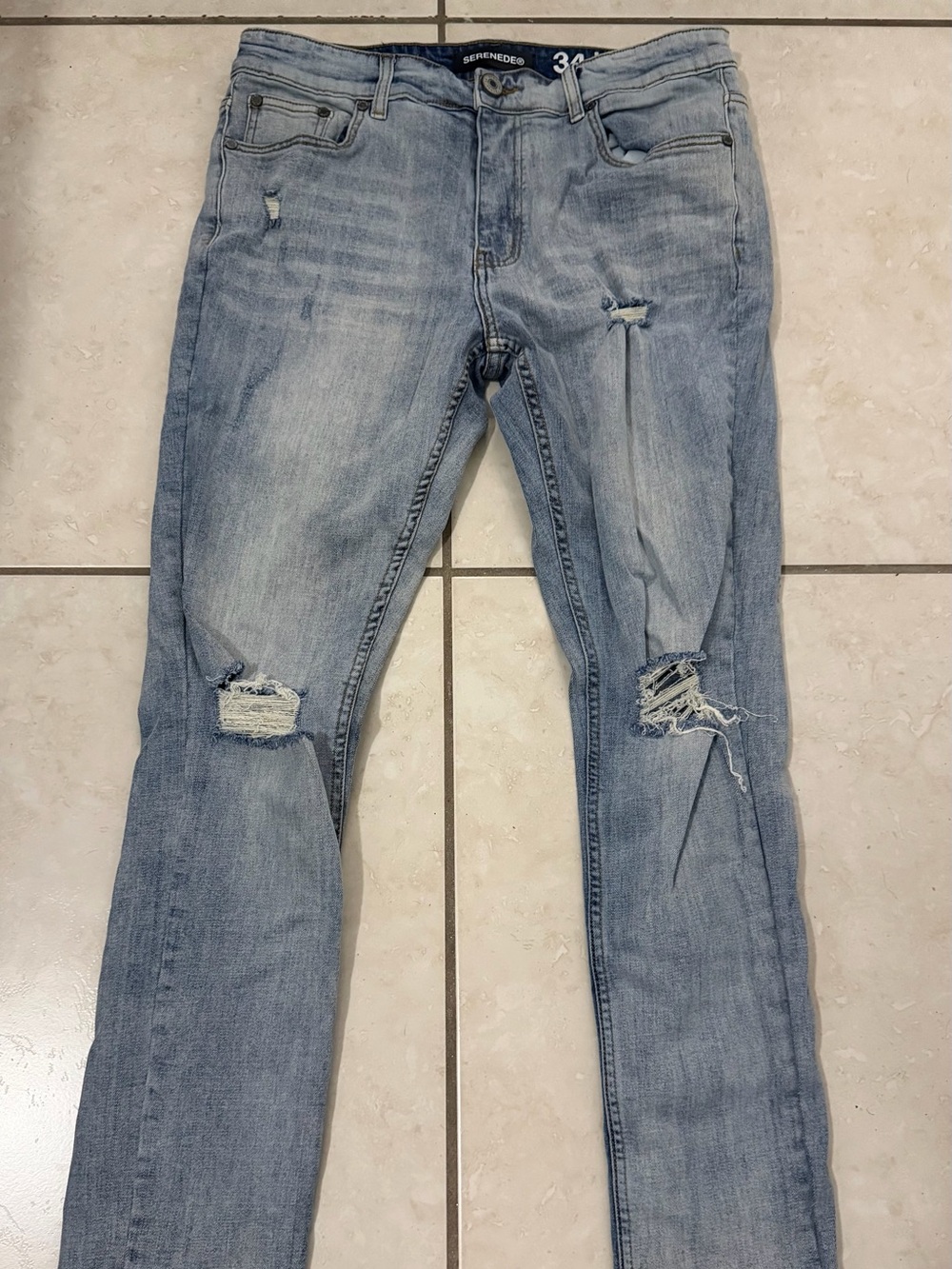 Serenede Skinny Ripped Light Blue Men's Jeans